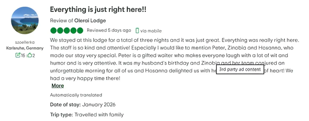 Olerai Lodge Experience